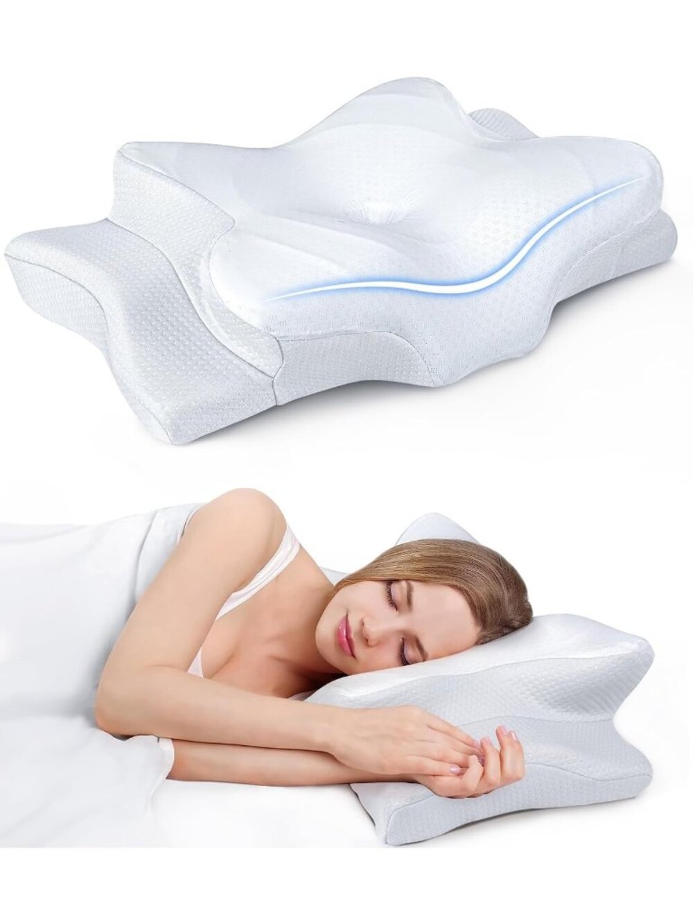 〽️Cooling Pillow Neck Support Adjustable Cervical Contour Memory Foam Bed New